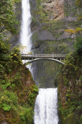 a bridge over a waterfall in front of a waterfalluation at TownePlace Suites by Marriott Iron Mountain in Iron Mountain