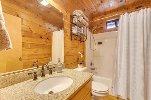 een badkamer met een wastafel en een toilet bij Cozy Cabin in Private Location with Hot Tub and Grill! in Blue Ridge
