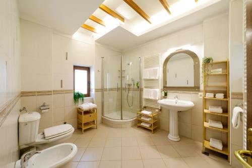 W łazience znajduje się umywalka, prysznic i toaleta. w obiekcie Zaivan Retreat w mieście Breaza
