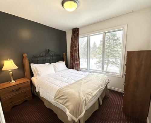 a bedroom with a large bed and a window at Family Vacation Hub in Collingwood