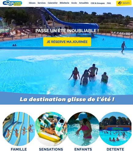 un collage de photos de personnes dans une piscine dans l'établissement Villa 8 pers à 30m de la mer, à Sainte-Maxime