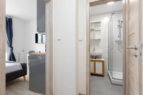 Koupelna v ubytování Apartmán u metra s terasou