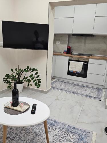 En TV eller et underholdningssystem på Guest Apartment