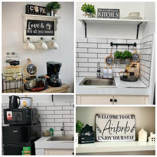 a collage of photos of a kitchen with a sink at InHouse in Cabanatuan