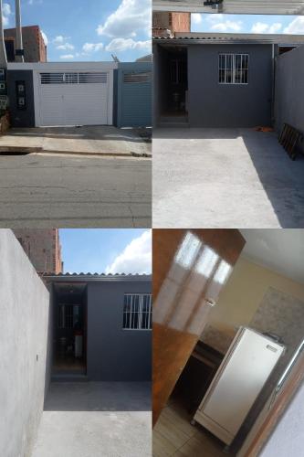 a collage of four pictures of a building at Casa Tranquila em Itu in Itu