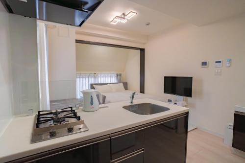 Kuchyň nebo kuchyňský kout v ubytování Star Residence - 博多上呉服