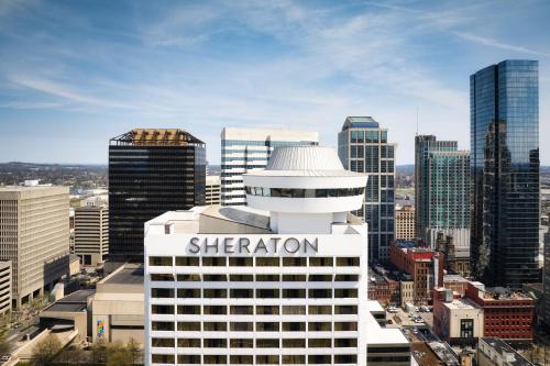 a building with the word sheraton on it in a city at Sheraton Grand Nashville Downtown in Nashville