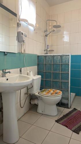 a bathroom with a toilet and a sink at Avamada Lodge in Ivato