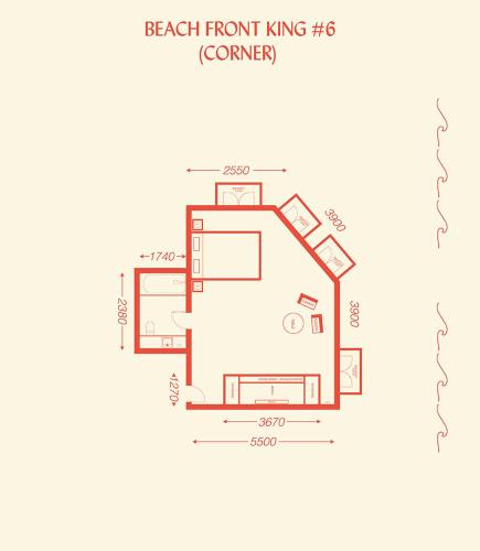 a floor plan of a beach front king connector at Hotel Ravesis in Sydney