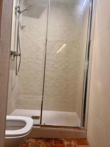 eine Duschkabine im Bad mit WC in der Unterkunft HABITACION PARA PAREJA CON BALCON in Barcelona