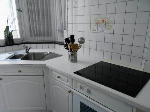 a kitchen with a sink and a counter top at VILLA EXPO in Brussels