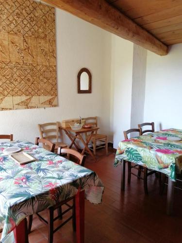a room with two tables and a table and chairs at Pilgrim Rooms in Gubbio