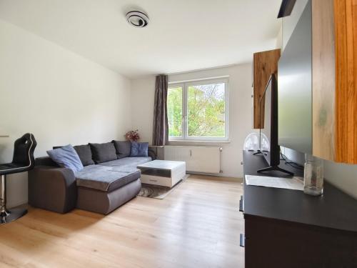 City rooms في كابفنبيرغ: غرفة معيشة مع أريكة وتلفزيون