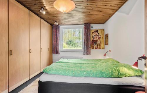 een slaapkamer met een bed en een raam bij 5 Bedroom Beach Front Home In Hesselager in Hesselager