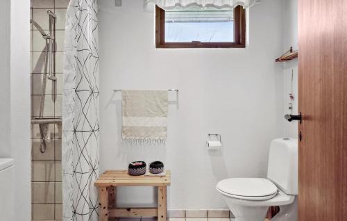 biała łazienka z toaletą i oknem w obiekcie Cozy Home In Fars With Wifi w mieście Farsø
