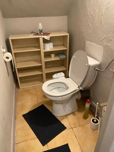 ein Bad mit einem weißen WC in einem Zimmer in der Unterkunft Kwatery Prywatne Hotelik in Barczewo