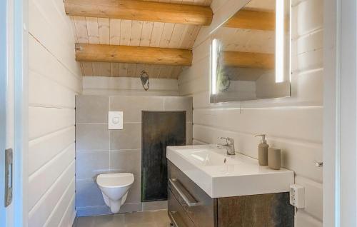 uma casa de banho com um lavatório e um WC em Gorgeous Home In Bjorli With House A Panoramic View em Bjorli
