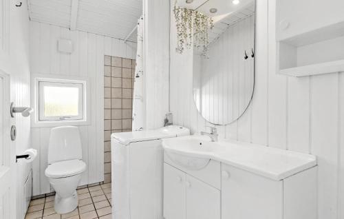 biała łazienka z umywalką i toaletą w obiekcie Amazing Home In Otterup With Wifi w mieście Otterup
