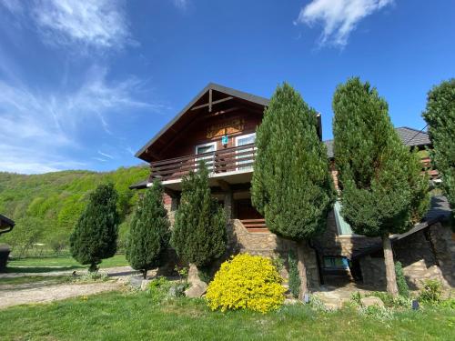 a house with trees in front of it at Casa Morar in Valea Drăganului