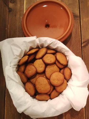 a bowl of food sitting on a table at B&B Le Noci in Ascoli Piceno
