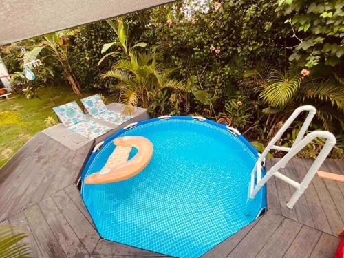 einen Pool mit einem Stuhl und einem Pool in der Unterkunft Jungle Bungalow with Small Pool in Talamanca