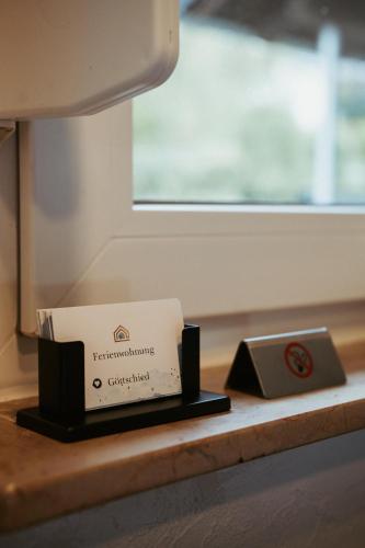 a box sitting on a counter next to a window at Ferienwohnung „Göttschied“ in Idar-Oberstein