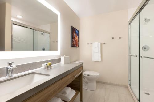 a bathroom with a sink and a toilet and a mirror at Candlewood Suites Chattanooga - East Ridge by IHG in Chattanooga