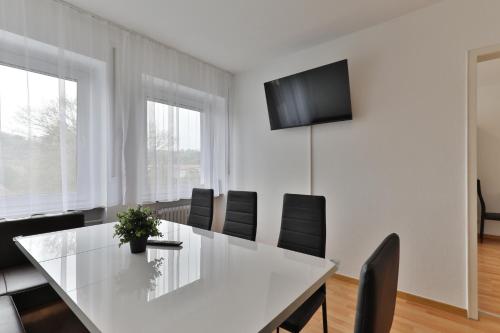 TV a/nebo společenská místnost v ubytování Moderne Ferienwohnungen - Service wie im Hotel