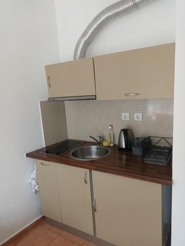 a kitchen with a sink and a counter top at Relaks w Marina Cape 88 in Aheloy