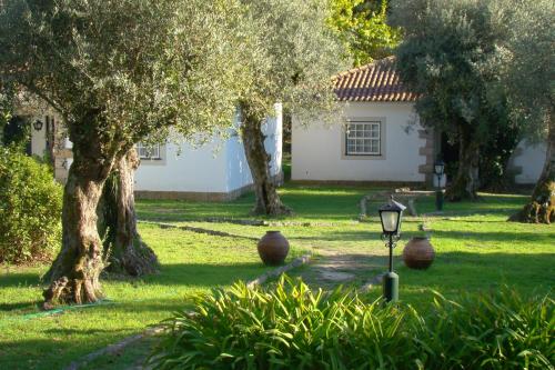 a house with trees and a street light in the yard at Casas Do Zagão - Turismo Rural in Carregal do Sal