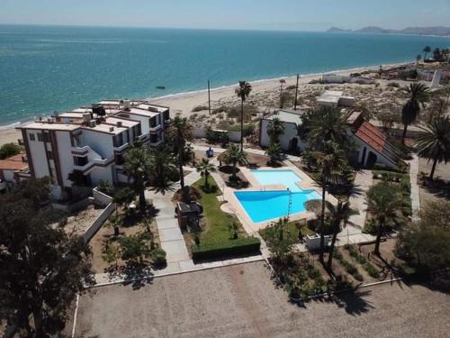 an aerial view of a resort near the beach at Mision del Sol 301 in Bahía Kino