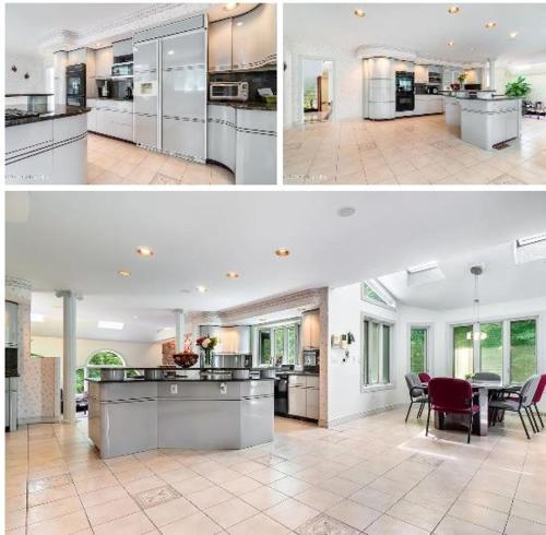 two pictures of a kitchen and a living room at Luxury Mansion Rentals in Niskayuna, NY (USA) in Schenectady