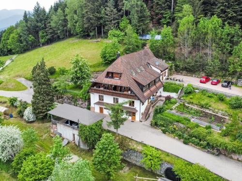 an aerial view of a house with a garden at Apartment Biohof Herrenweg-2 by Interhome in Dreimühlen