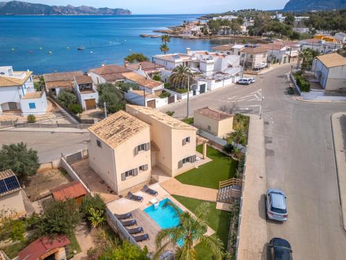an aerial view of a town with the ocean at Villa Son Jil by Interhome in Alcudia