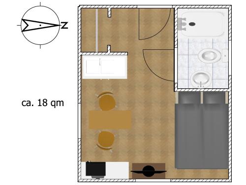 a plan of a bathroom with a floor plan at Casa Felicitas - Ferienwohnung & Studio in Möhnesee