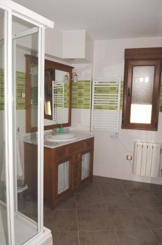 a bathroom with a sink and a mirror at Edificio Reyes in La Adrada