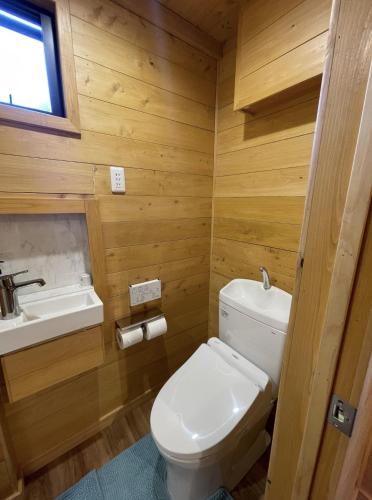 a bathroom with a toilet and a sink at Tyni Katsuura in Katsuura