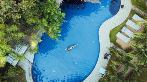 an overhead view of a person swimming in a pool at Sundaras Resort & Spa Dambulla in Dambulla