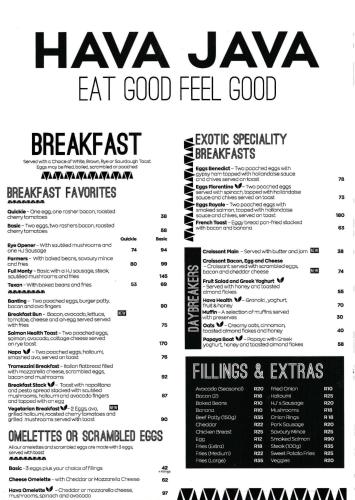 un menù per un hawzajay mangia bene sentiti bene di StayEasy Lux Apartment a Edenvale