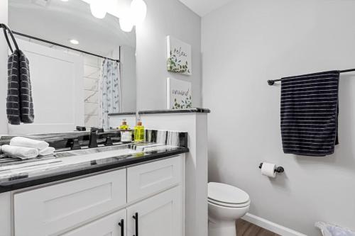 費耶特維爾的住宿－New LUXE APT 3BR Downtown Fay Unit D，白色的浴室设有水槽和卫生间。