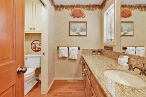 a bathroom with a sink and a toilet at Cove lakefront chalet #2098 in Big Bear Lake