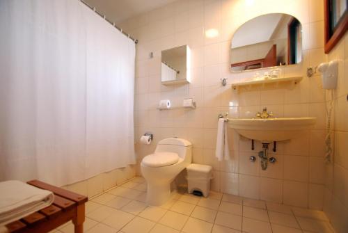 uma casa de banho com um WC e um lavatório em abba Presidente Suites Puerto Montt em Puerto Montt