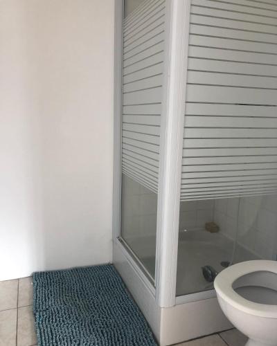 une salle de bain avec douche et toilettes dans l'établissement Appartement lumineux au coeur de Dieppe, à Dieppe