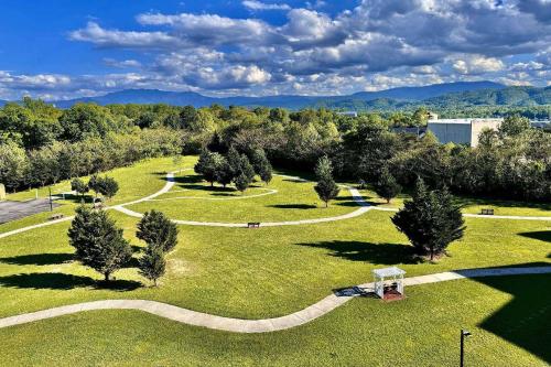 an aerial view of a park with trees and paths at Abundantly Blessed Mountain View 3604 in Pigeon Forge