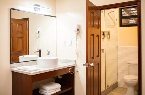 uma casa de banho com um lavatório e um WC em The West House Boutique Hotel em San Ignacio