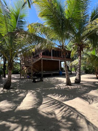 蓬塔戈爾達的住宿－Sabal Beach，一座棕榈树度假村,位于一座建筑前