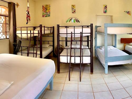 Двухъярусная кровать или двухъярусные кровати в номере Cabañitas Lahar y Dorms