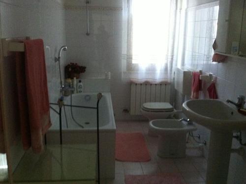 a bathroom with a shower and a toilet and a sink at Holiday Home near Lake Garda in Pastrengo