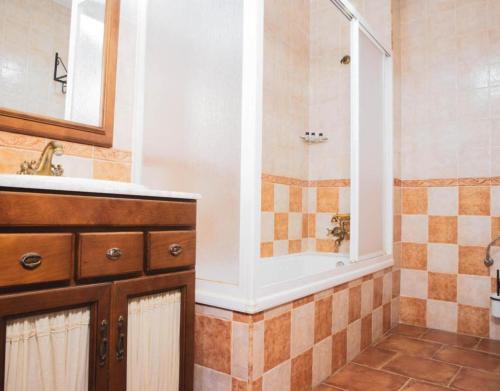 La salle de bains est pourvue d'une douche et d'un lavabo. dans l'établissement Casa Rural El Caño Del Santo, à Cardeñosa