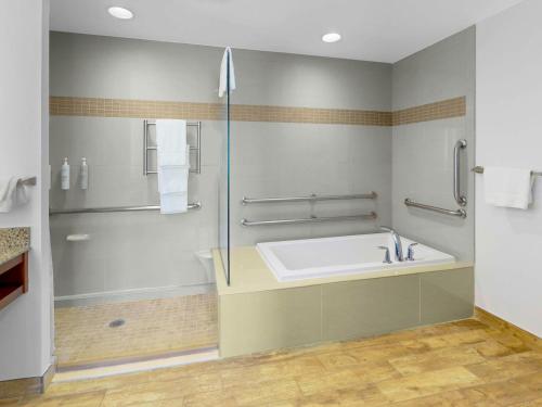 a large bathroom with a tub and a shower at Hilton Garden Inn Charleston / Mt. Pleasant in Charleston